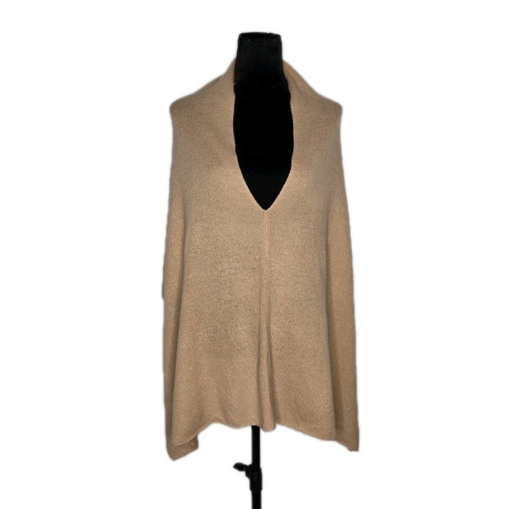 InCashmere 100% Cashmere Poncho Top One Size Camel Beige Multi Way Wrap One Size